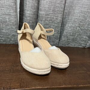 Elegant Cream Wedge Sandals